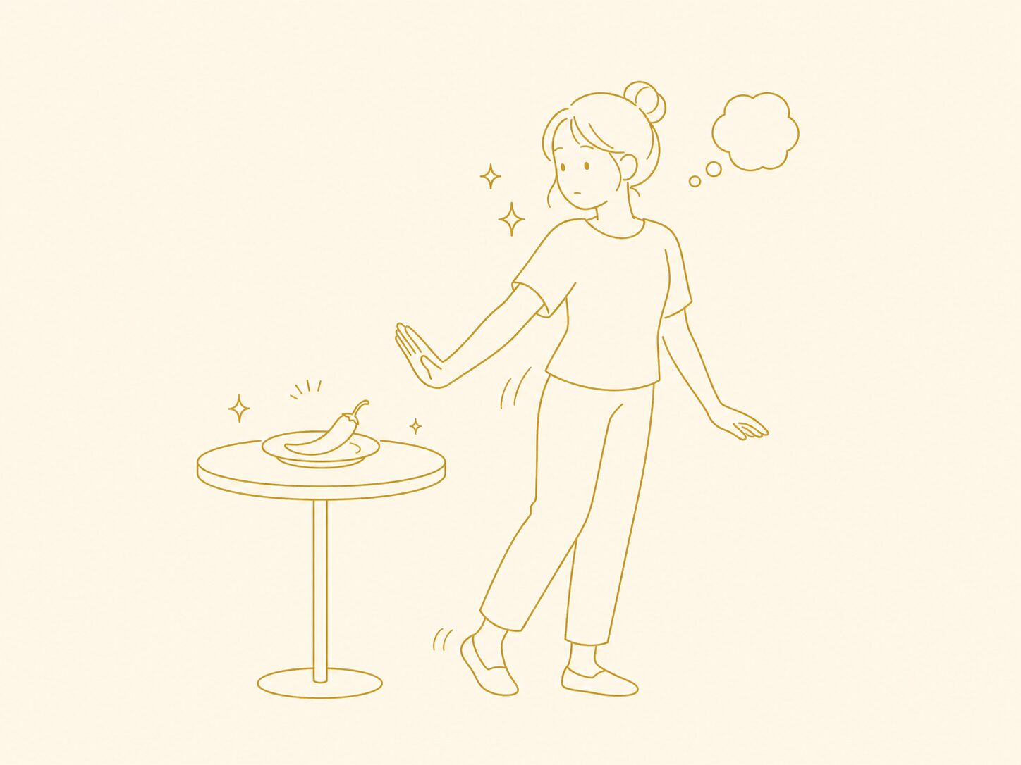 全身が痛くなると気づいて避ける行動を選ぶ人のイラスト