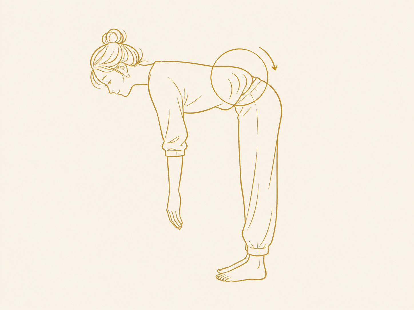 前かがみで腰だけが頑張っている状態を表したイラスト